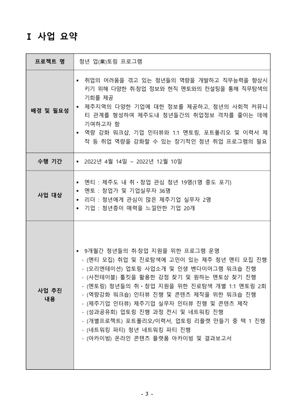 청년 업(業)토링 지원사업 결과 보고서_3